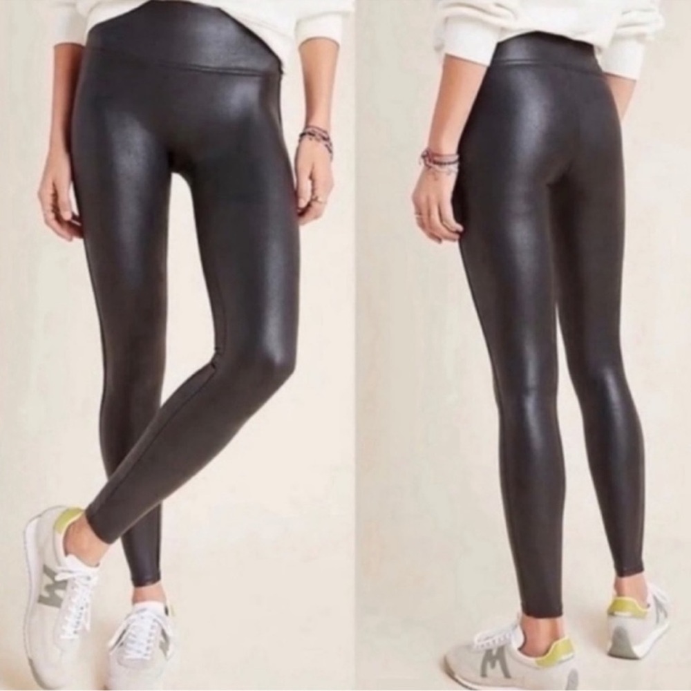 SPANX Plum High Waist Pleather Leggings M Like New!